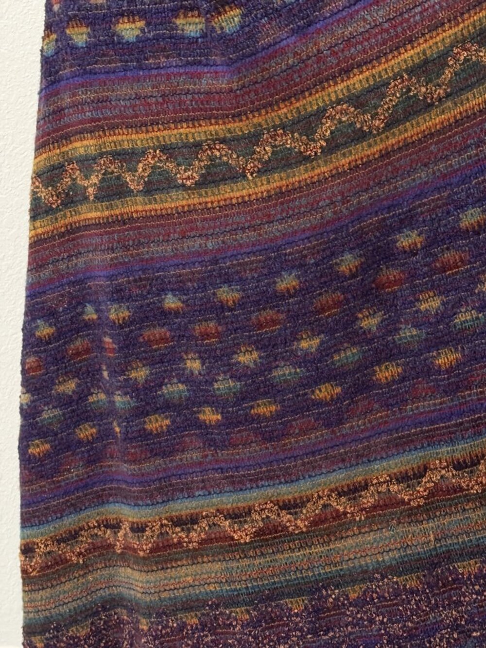 Missoni Vintage Large Knit Multicolor Scarf Shawl Wrap Mohair Wool Italy Fringe - Picture 5 of 10